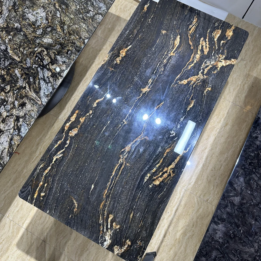 石音【宇宙金长桌】天然奢石餐桌轻奢极简意式家用理石吃饭桌简约