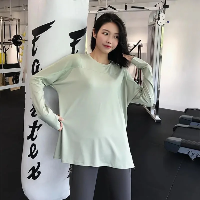 速干T恤休闲长袖瑜伽服运动上衣女宽松跑步训练网红显瘦健身透气