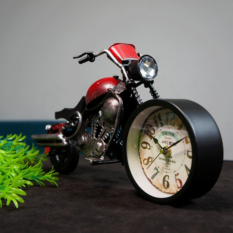 复古摩托车模型时钟金属手工打造DIY个性家居摆件礼物礼品儿童节