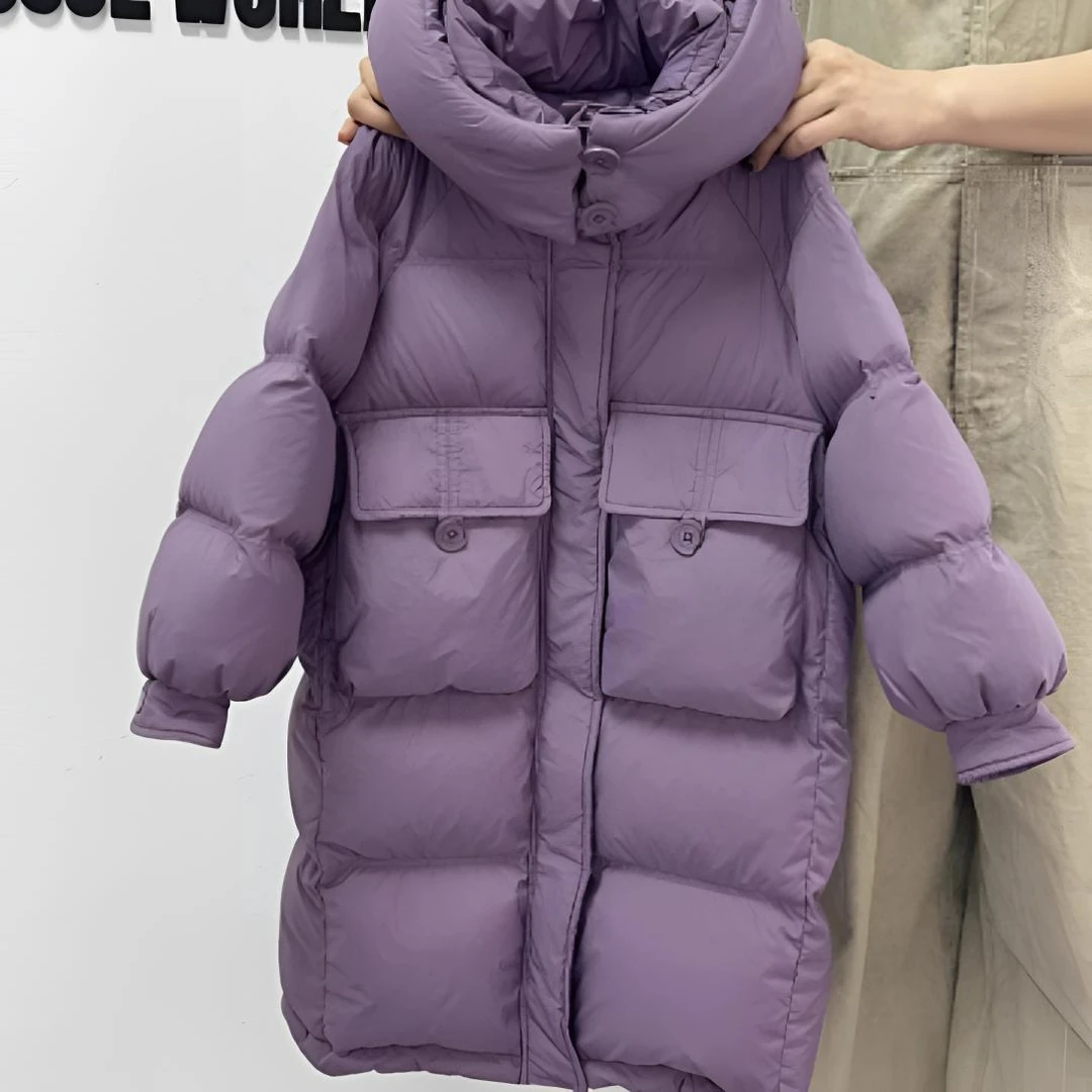 24新款男女童中大儿童秋冬 时尚连帽加厚中长款韩版百搭羽绒服