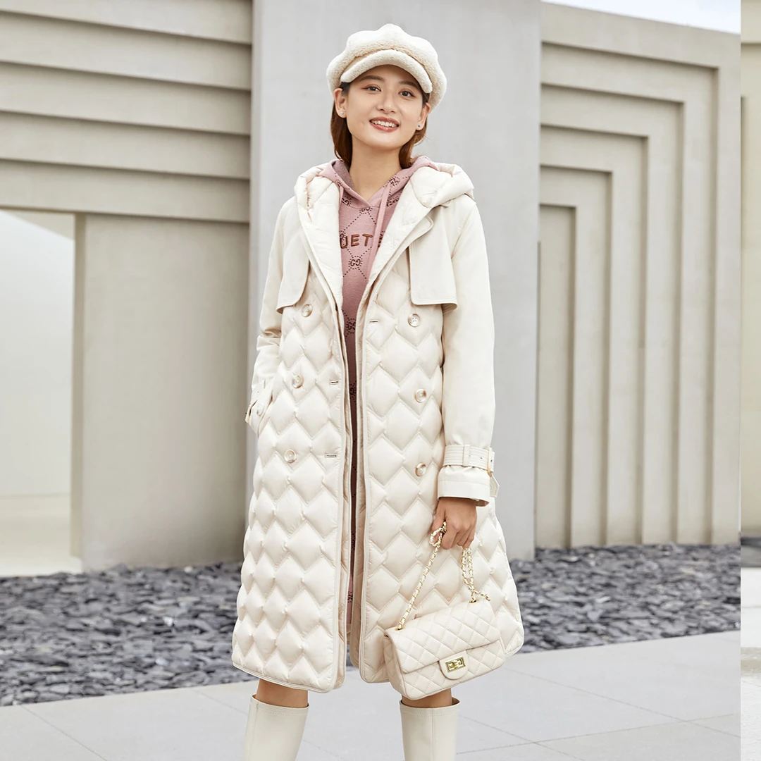 歌蒂诗冬专柜新款时尚中长款高级感过膝羽绒服外套 8C42Y3549