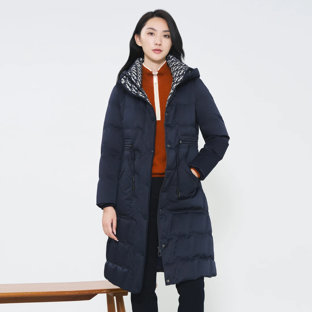 歌蒂诗冬季专柜新款时尚通勤收腰显瘦中长款羽绒服 1D42Y2570