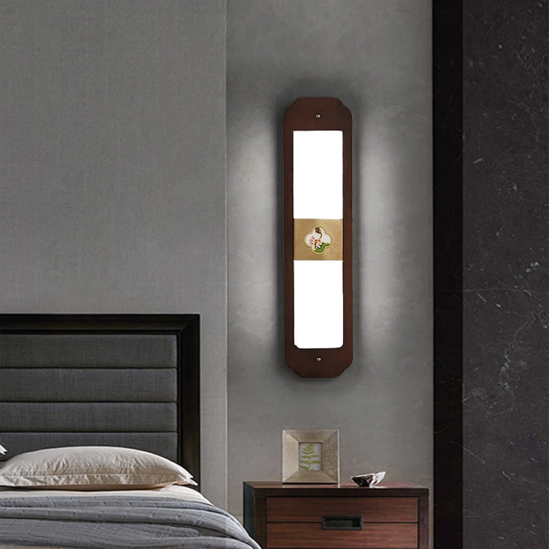 新中式壁灯铜加木创意客厅电视沙发背景墙过道灯卧室床头书房壁灯