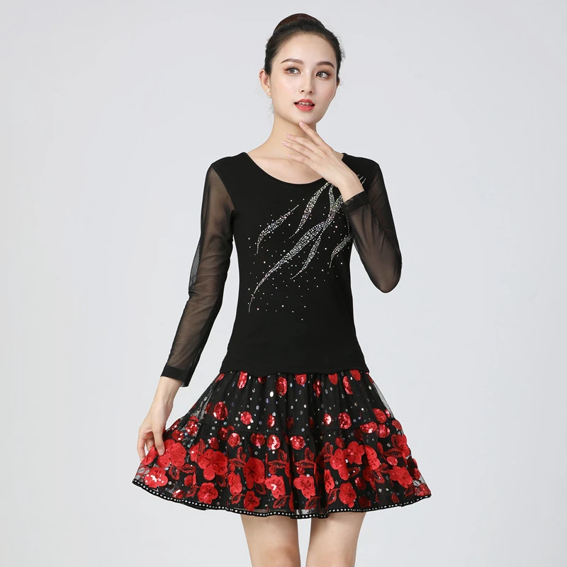 广场舞服装套装舞蹈服练功服莫代尔上衣跳舞服装舞蹈服跳舞花裙子