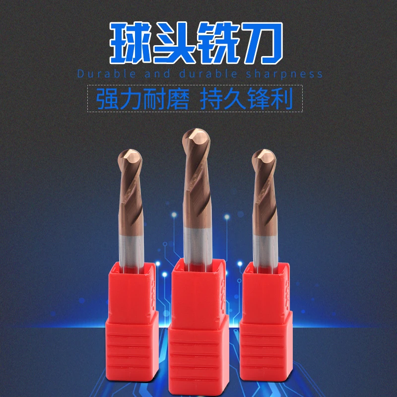 55度钨钢球头铣刀圆头球形2刃加长加工中心刀具硬质合金立铣刀