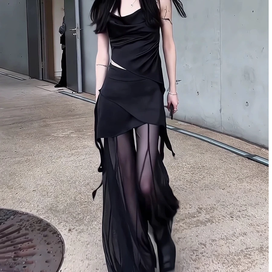 1185 OUPAN/欧盼服饰 赫本风网纱裤修身包臀裙（品牌清货无吊卡）W