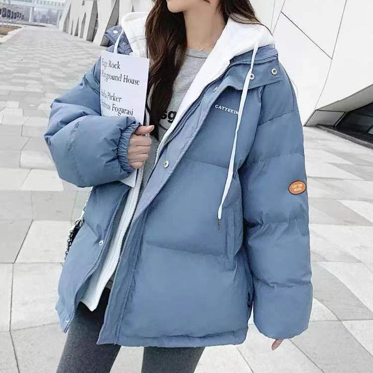 冬季女冬装新款初中高中学生面包服宽松假两件羽绒（棉）