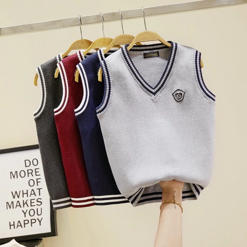 儿童针织马甲男童春秋季2023新款薄女童宝宝外穿马夹坎肩毛衣背心