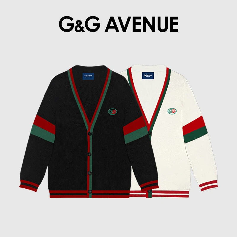 G&G秋冬季时尚长袖开衫毛衣针织衫男士休闲宽松外套舒适撞色经典