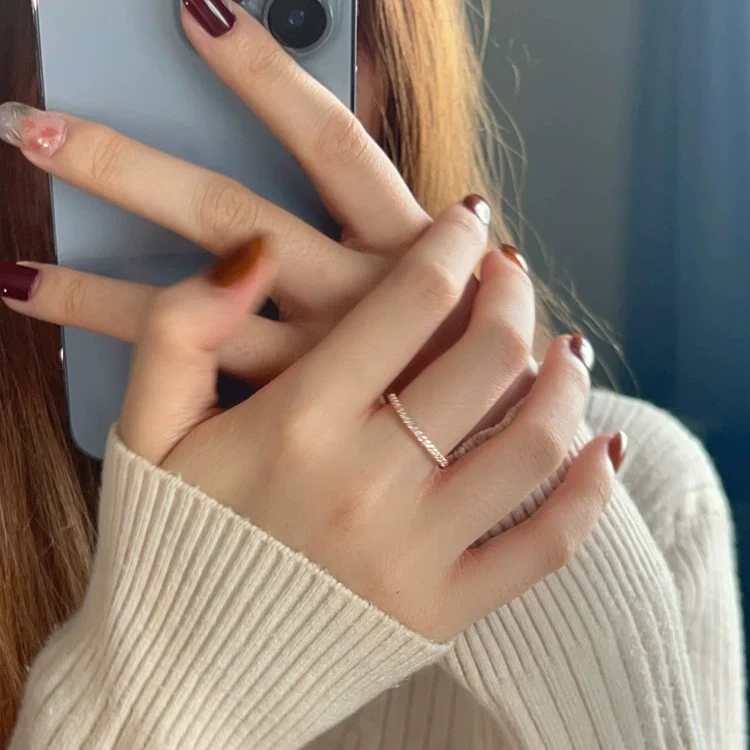 黄铜戒指 轻奢精致满锆排戒指女百搭气质ins冷淡风指环 J-669