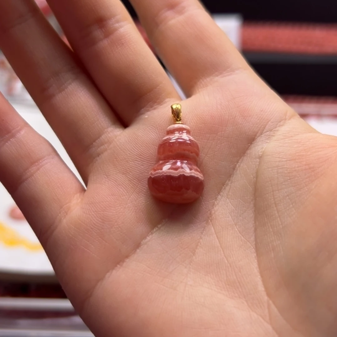【闪购商品】菱锰矿(红纹石)吊坠18K金镶嵌