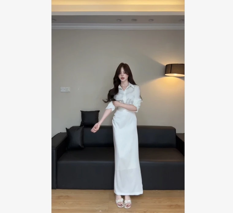 早秋修身松紧蚂蚁腰衬衫气质包臀褶皱显瘦收腰半裙套装轻熟风名媛