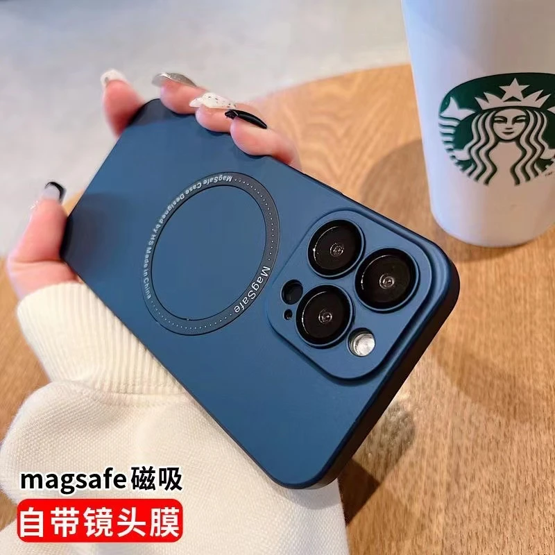 苹果13磁吸手机壳plus磨砂iPhone15防尘网14promax无线充12硬壳11