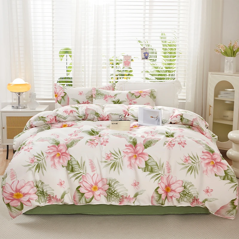 新款四件套加厚磨毛床单被罩套件印花亲肤床上斜纹多花色58