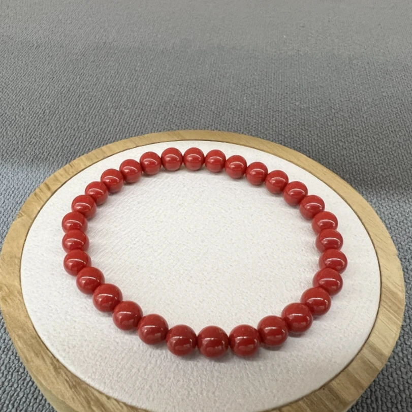 天然辰砂预售(红砂)朱砂手串 珠径6-6.5mm 手围15cm