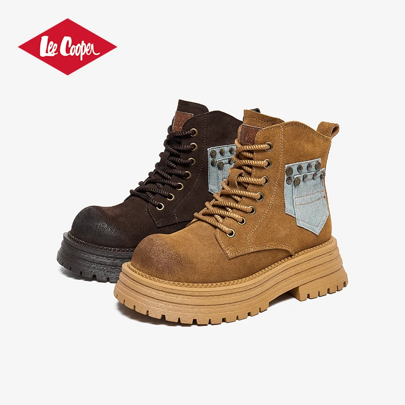 LEE COOPER2025年新款时尚女鞋厚底增高【5CM】潮流百搭靴子英伦风