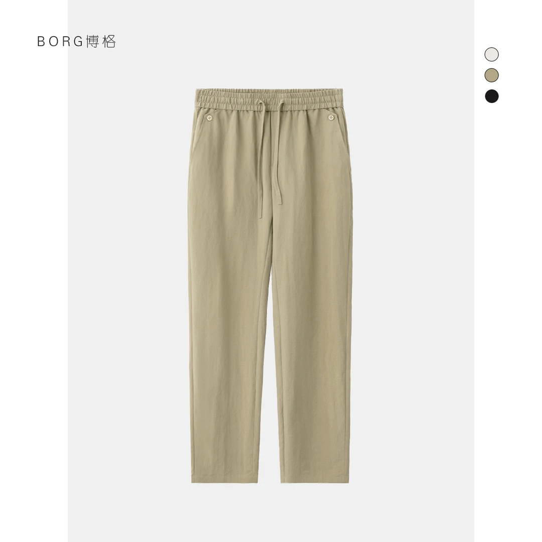 亚麻休闲裤夏季薄款凉感透气直筒裤纯色简约长裤舒适百搭男士裤子