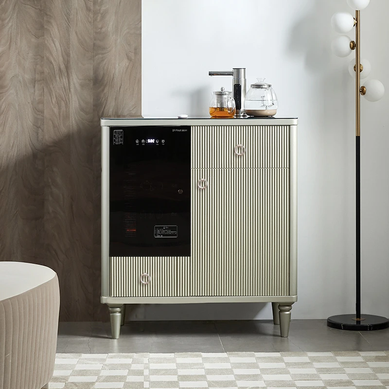 2024新款美式简奢实木智能茶吧机家用柜子一体柜客厅餐边柜带消毒