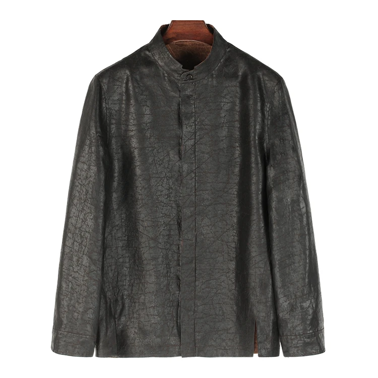 88895 男士双面立领衬衣 桑蚕丝重磅缎龟新中式休闲上衣