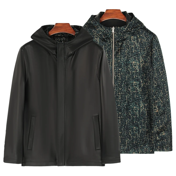 88918 男士外套双面穿桑蚕丝素平缎香云纱中式冬季男上衣