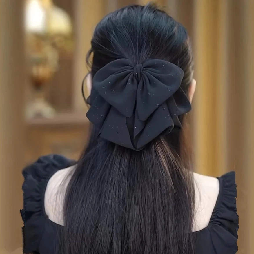 星蝶气质新款蝴蝶结发夹飘逸夏季发饰高颅顶鲨鱼夹马尾夹2024新款