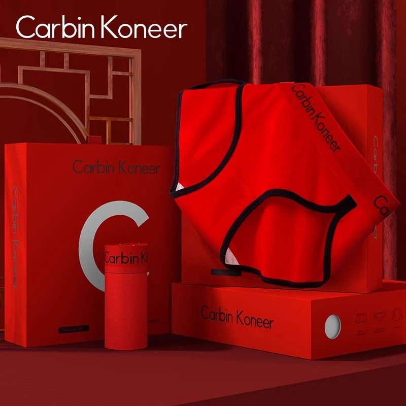 CarbinKoneer本命年内裤女中腰抑菌裆红内裤三角裤头礼盒告白穿搭