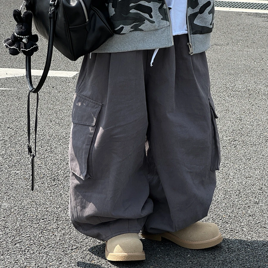 24209-男童加绒休闲裤2024冬季儿童工装长裤宽松收脚口裤子保暖