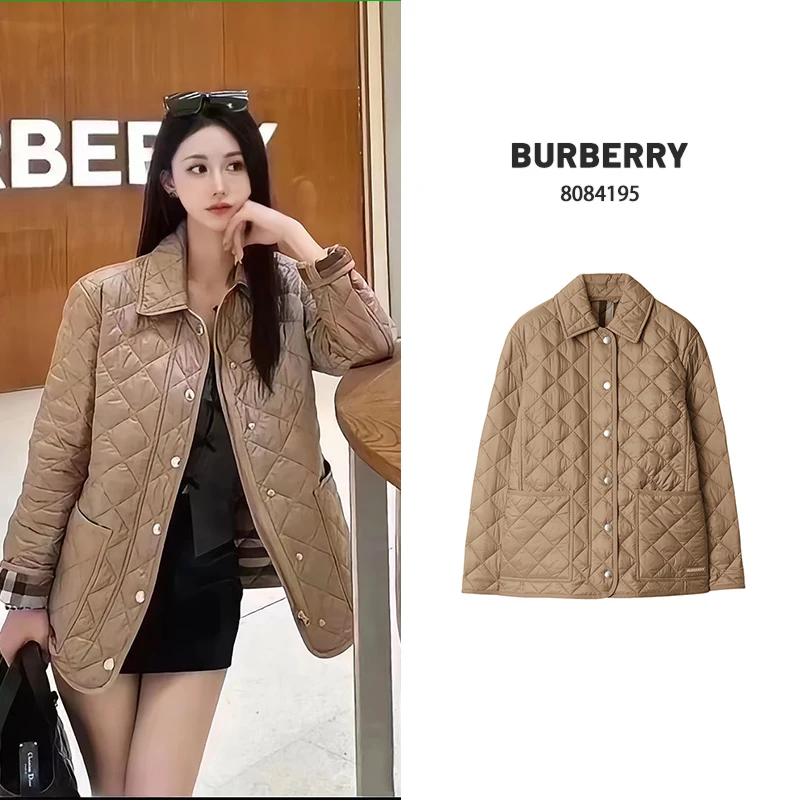 全新未使用 BURBERRY/博柏利 菱格格纹内里单排扣棉服 8084195