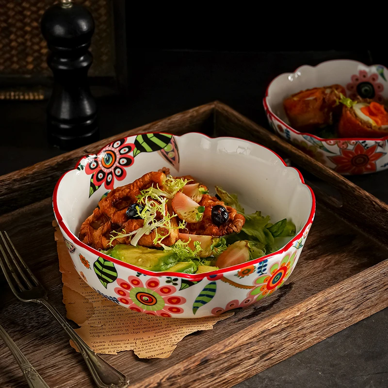 （编码：07）景德镇陶瓷蝶恋花6英寸花边沙拉碗汤碗