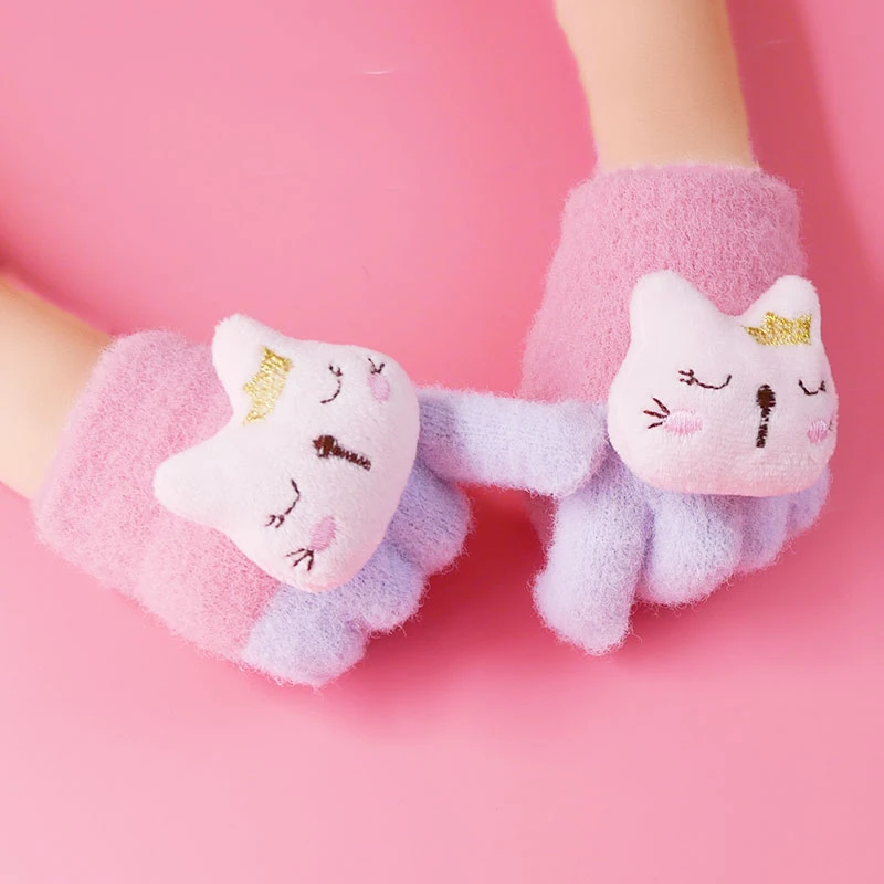 婴幼儿保暖手套0-8岁宝宝全包五指秋冬防寒立体卡通男可爱女孩子3