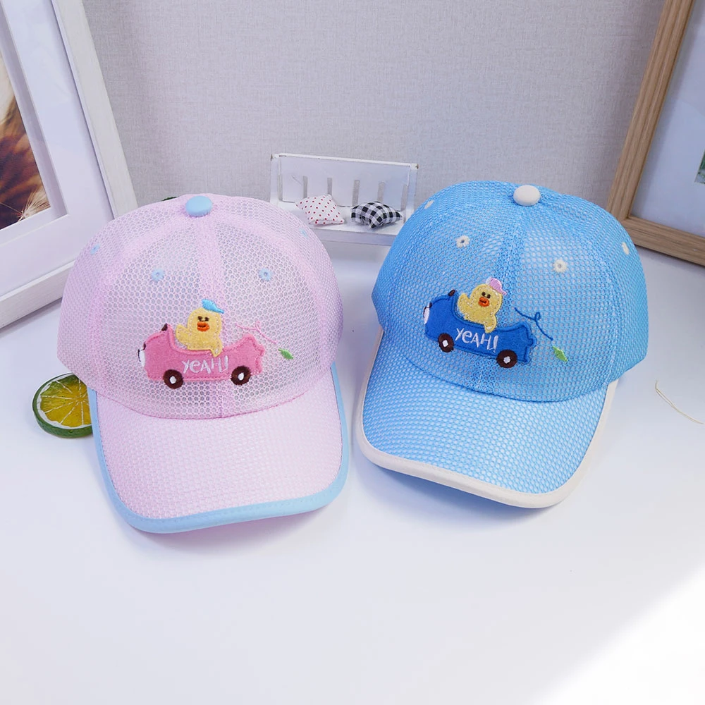 宝宝帽子春夏季网眼透气遮阳防晒鸭舌帽卡通薄款男童女孩棒球帽
