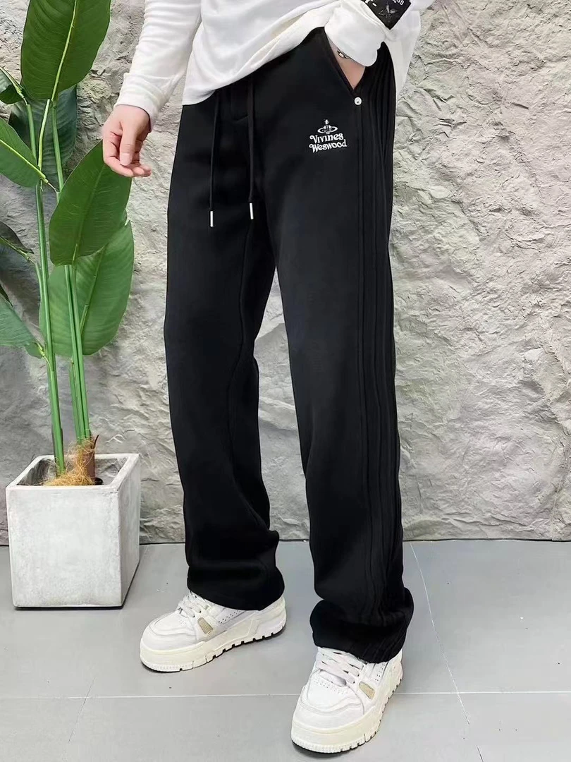 2024秋冬新款男士简约字母刺绣（加绒）直筒休闲裤A869