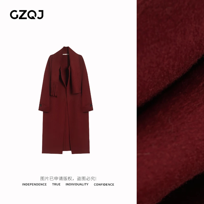 老琴私服【肖恩童话】高级感双面羊毛大衣长款毛呢外套女76368