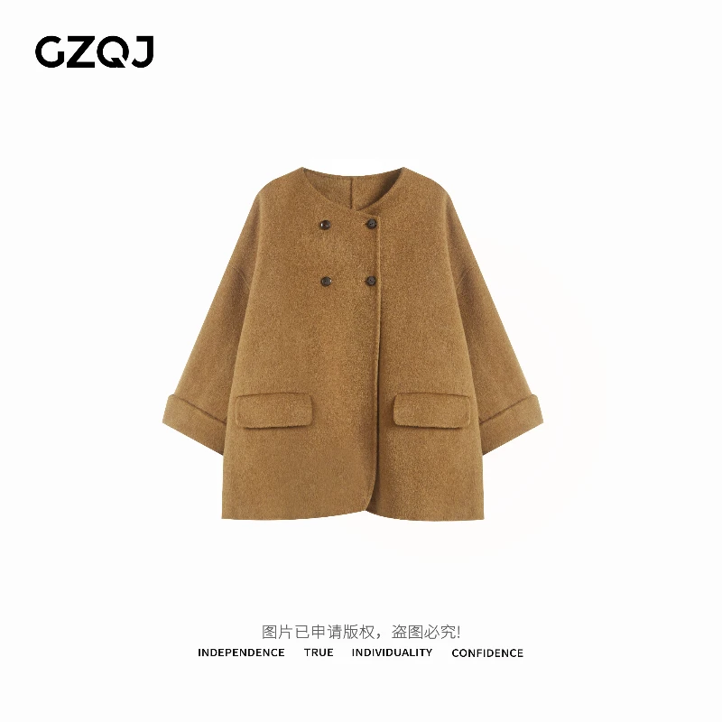 老琴私服【巴黎恋曲】高端设计圆领羊毛大衣气质毛呢短外套34123