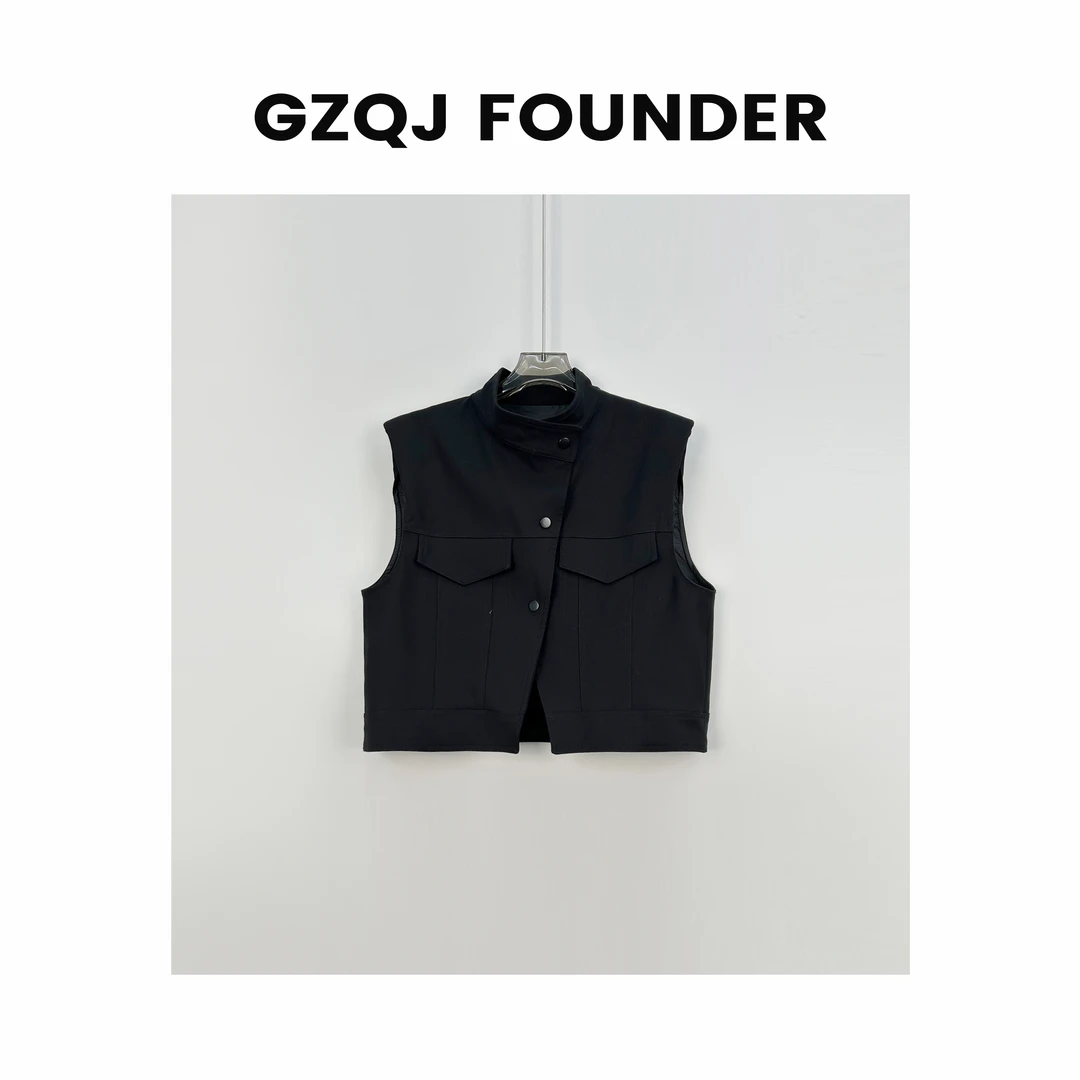 反季！【出街指南】小众设计感复古立领无袖马甲外套 9953