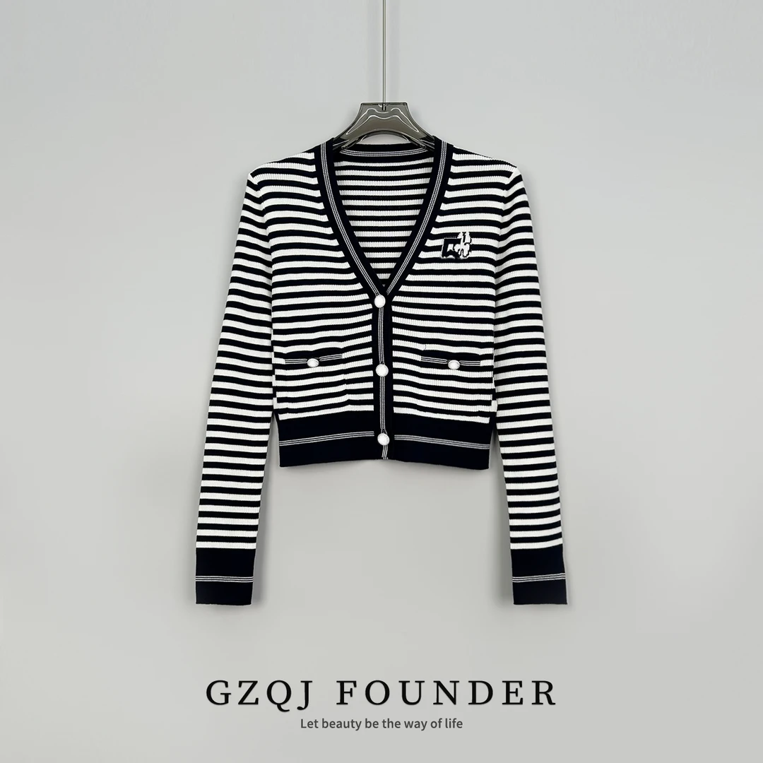 反季！ 【松弛感】小众设计感条纹美利奴羊-毛针织衫 3682