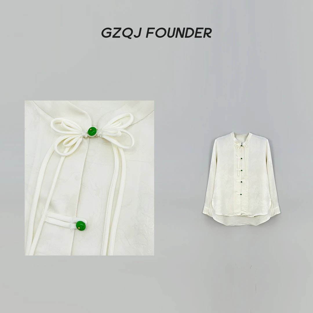 GZQJ【京华梦】春季新中式国风长袖盘扣衬衫34890