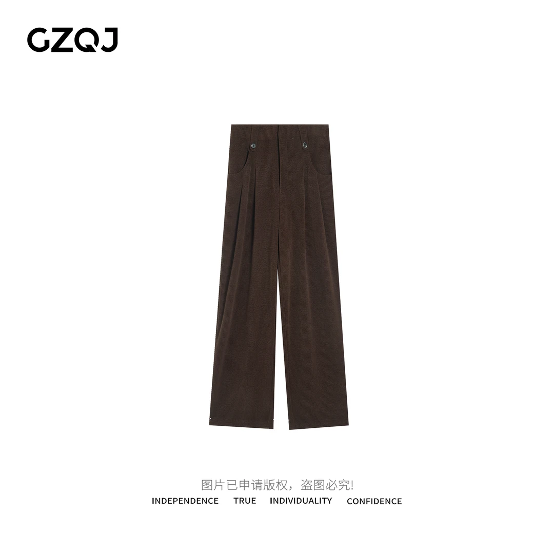 老琴私服【筷子腿】高腰复古时尚休闲直筒休闲裤女秋冬长裤9984