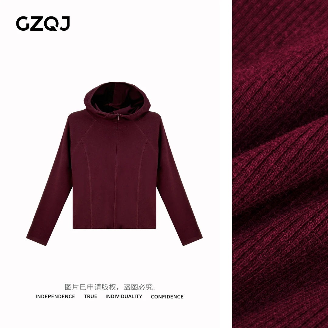 老琴私服【曲线辣辣】 设计感新款时尚长袖修身显瘦帽衫女 1404