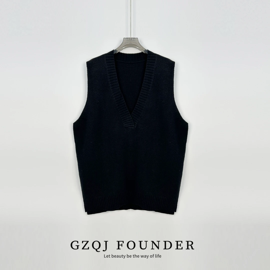 反季！【叠穿配方】百搭V领羊毛针织马甲背心 4108