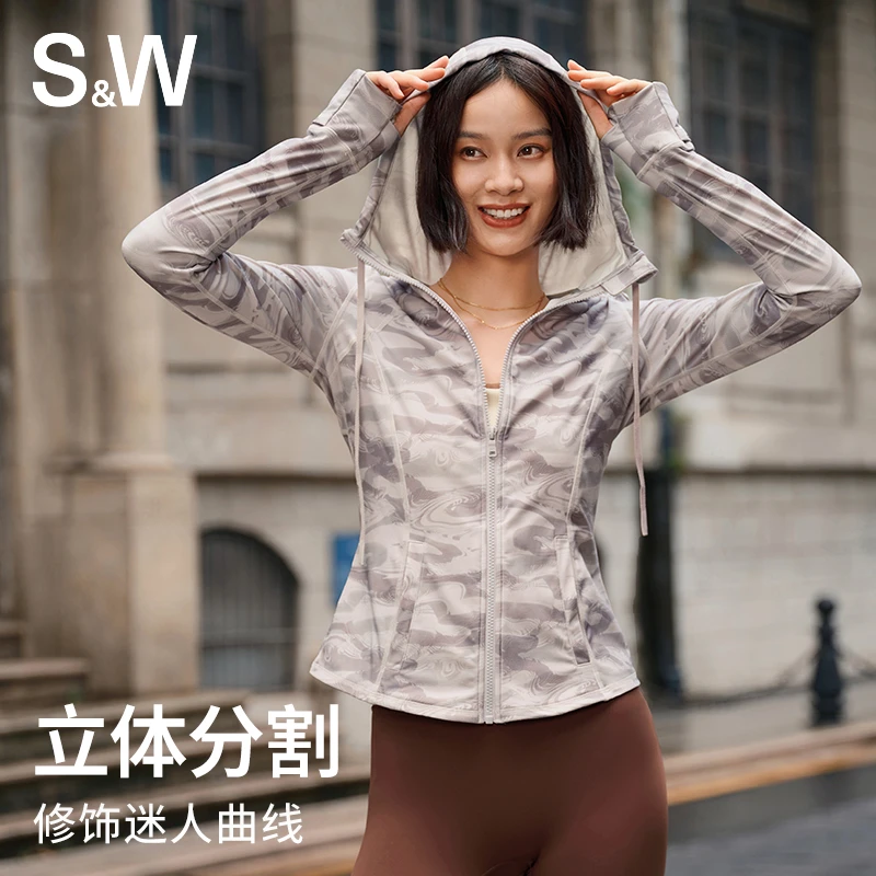 S&W速惟新款连帽外套速干修身跑步运动女长袖瑜伽外套1423