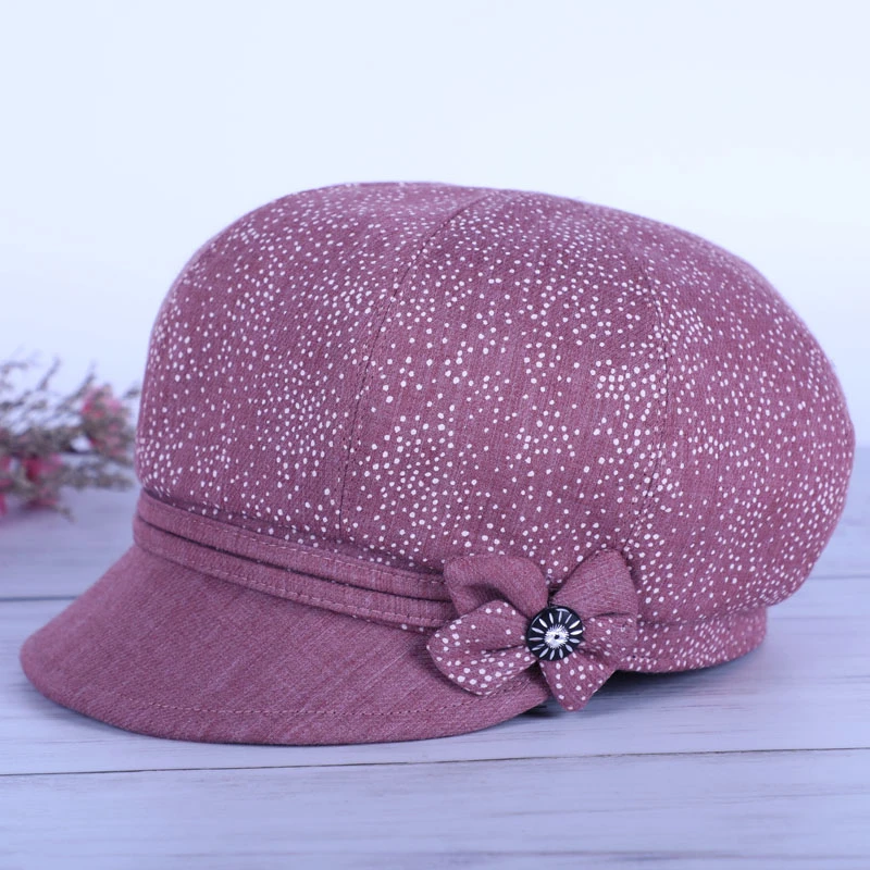 老年人女帽春秋中老年女士帽子贝雷帽妈妈薄款布帽鸭舌帽时装帽子