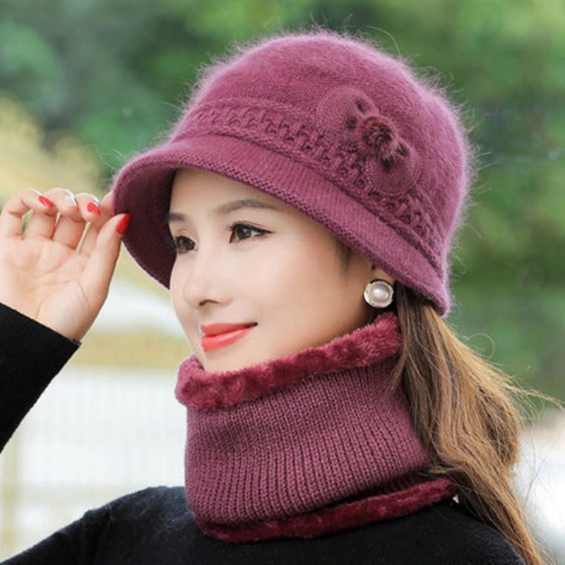 冬季妈妈帽子女中老年人兔毛保暖盆帽加绒厚棉帽老太太奶奶时装帽
