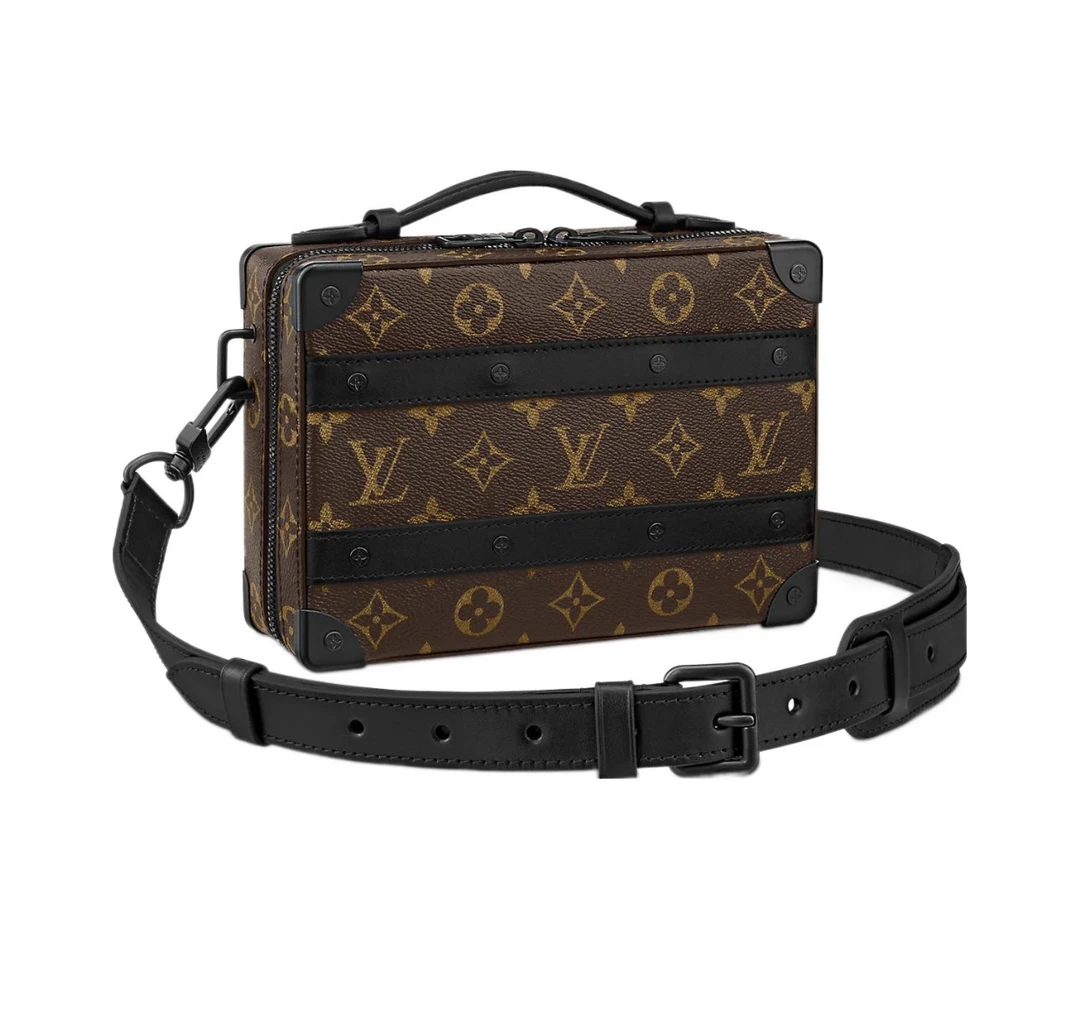 99新 LouisVuitton/路易威登 棕老花handle系列芯片款/盒子斜挎包