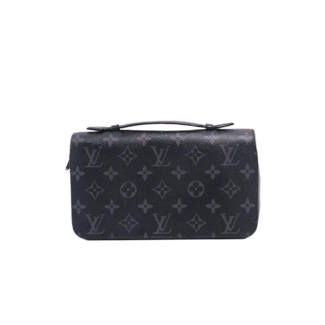 99新 LouisVuitton/路易威登 经典黑老花拉链长款/男士手拿包