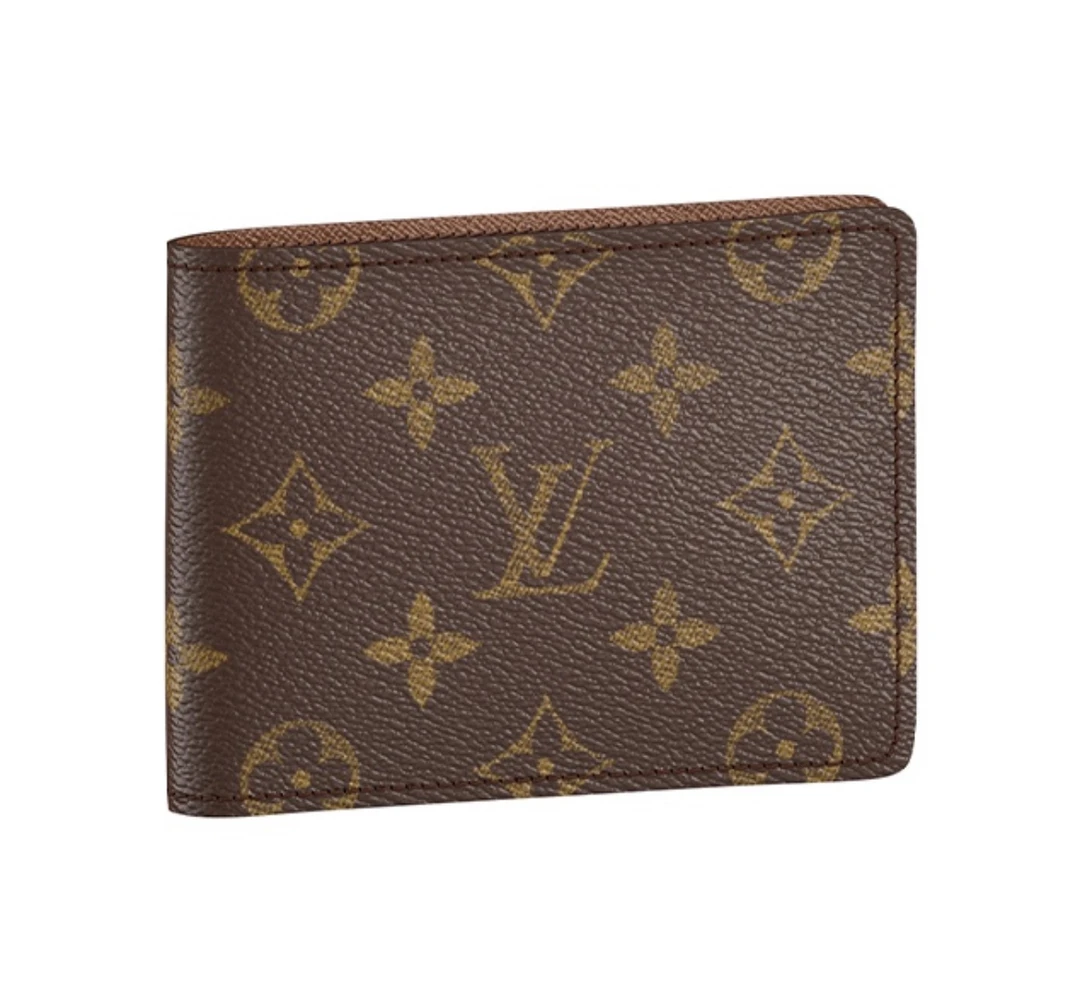 99新 LouisVuitton/路易威登 棕老花对折横版钱包/卡包
