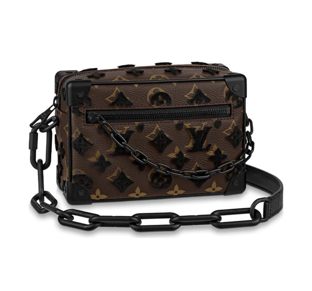 99新 LouisVuitton/路易威登 soft trunk经典老花植绒/盒子包
