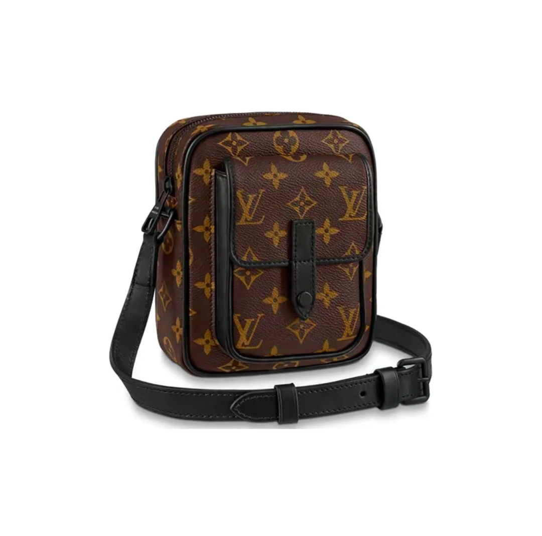 99新 LouisVuitton/路易威登 棕老花christopher相机包/手机包
