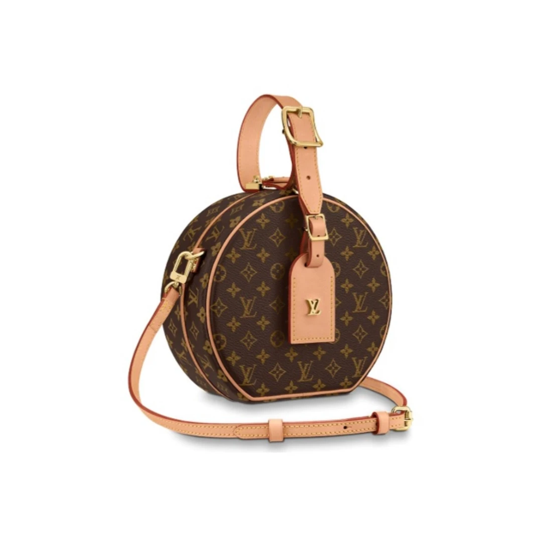 99新 LouisVuitton/路易威登 经典棕老花满印硬圆饼包