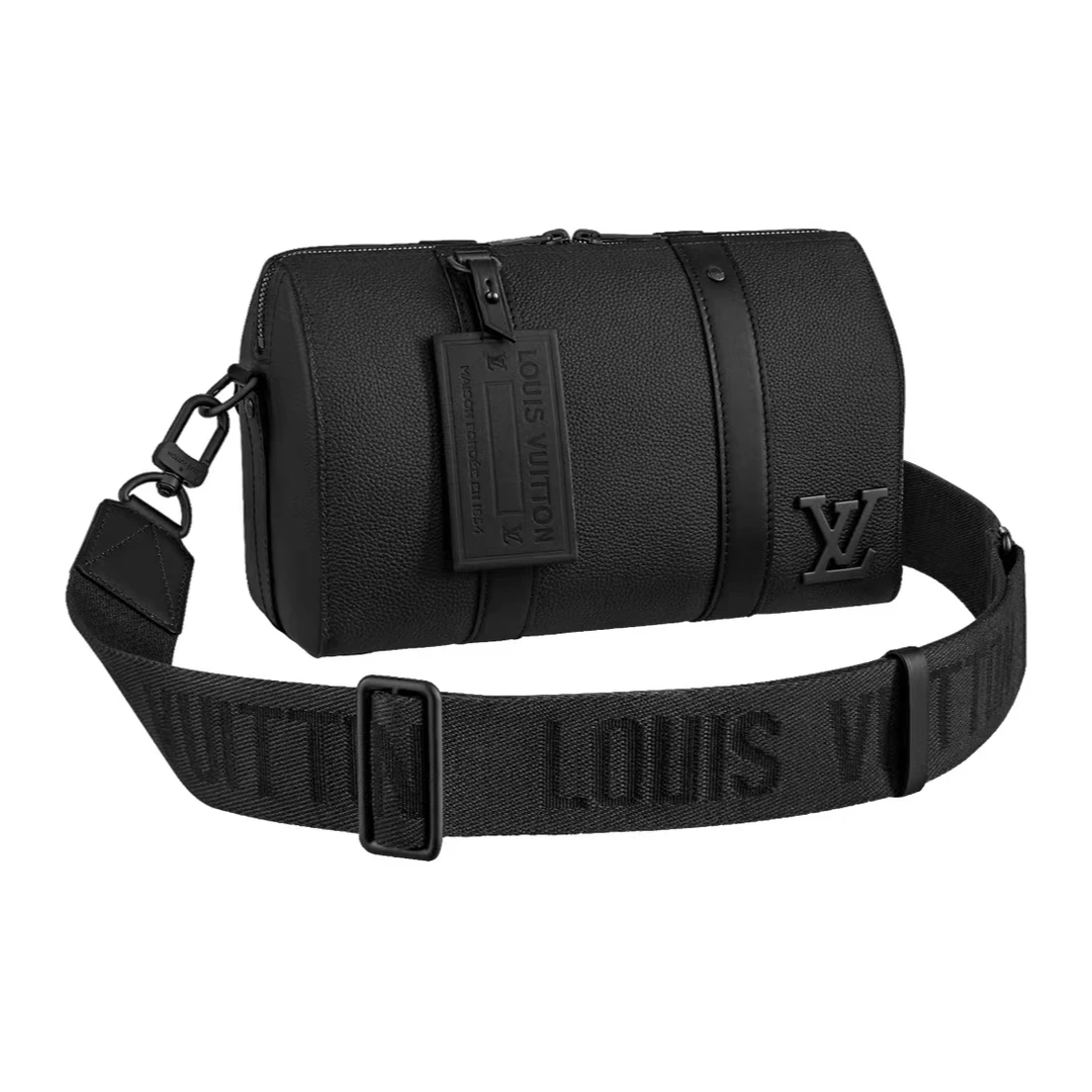 99新 LouisVuitton/路易威登 city keepall全皮黑武士单肩斜挎包